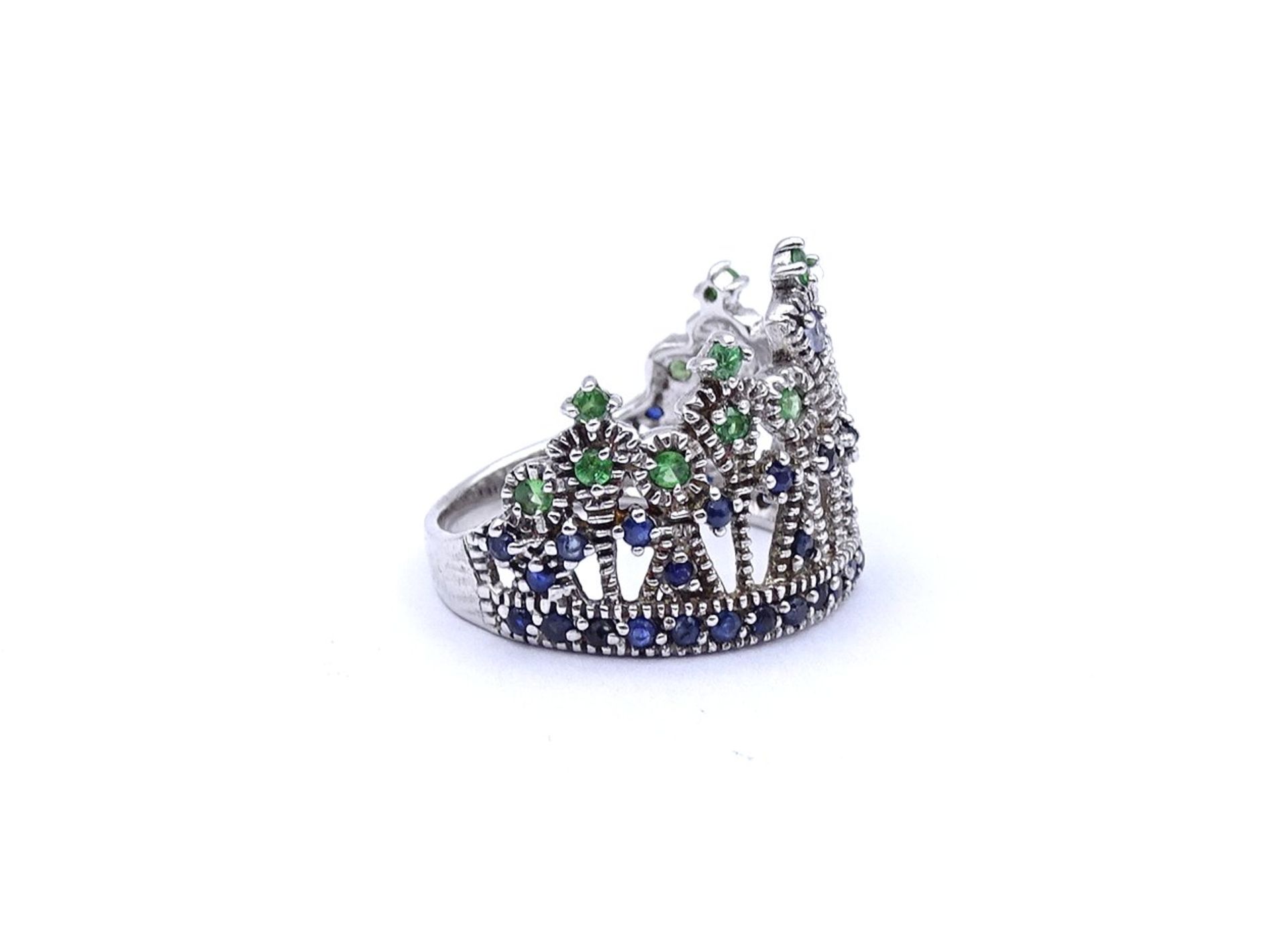 Silberring in Form einer Krone, mit Farbsteinen, 4,8g., RG 58 - Image 2 of 4