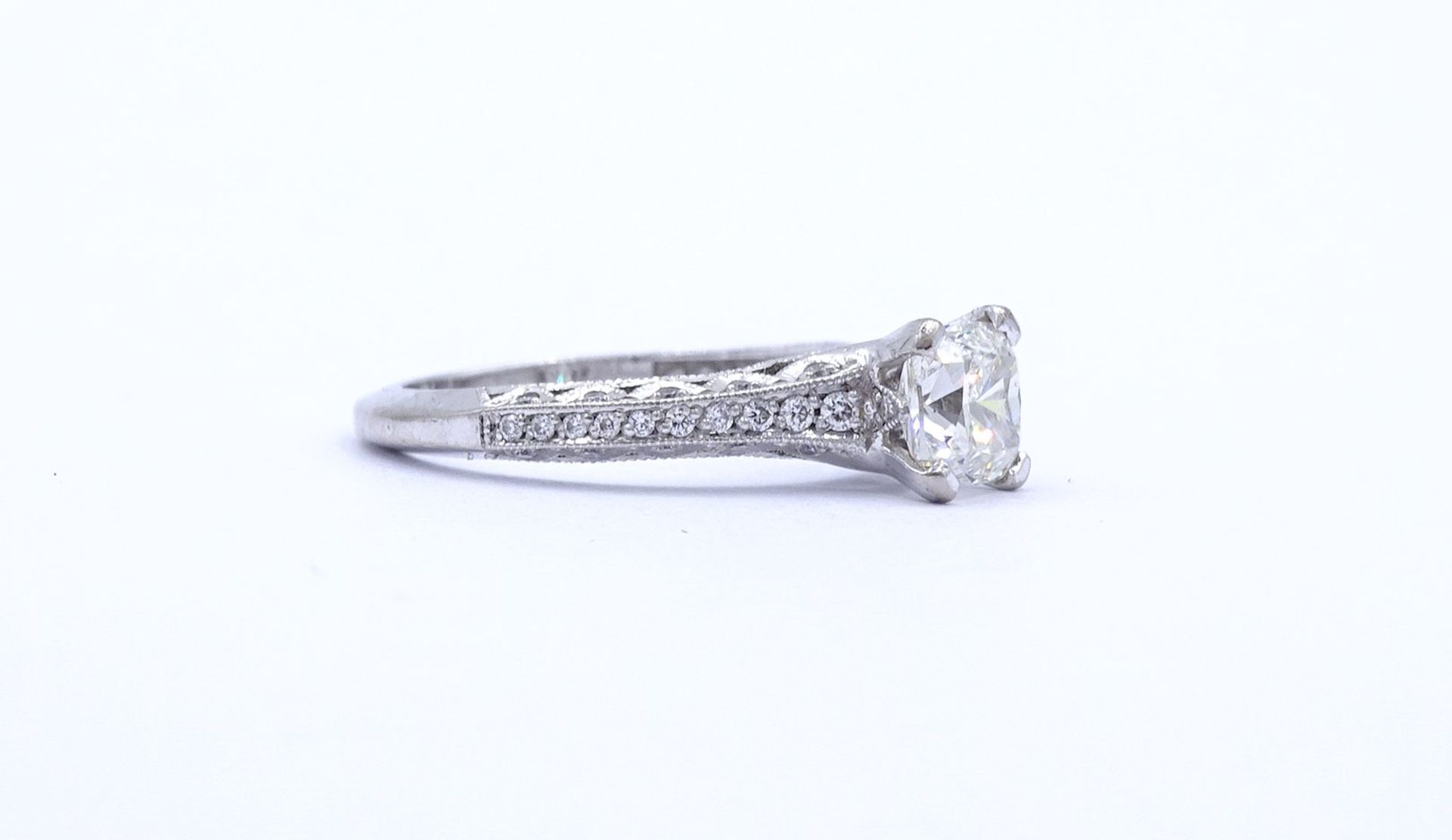 Princess Cut Ring - Verlobungsring , Princess 1,0ct., und 47 kl. Diamanten si, G-H, WG 18K "Tacori" - Bild 4 aus 20