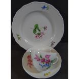 Gedeck "Meissen" Blumendekor, Tasse und U.T. 1.Wahl, Teller 2.Wahl