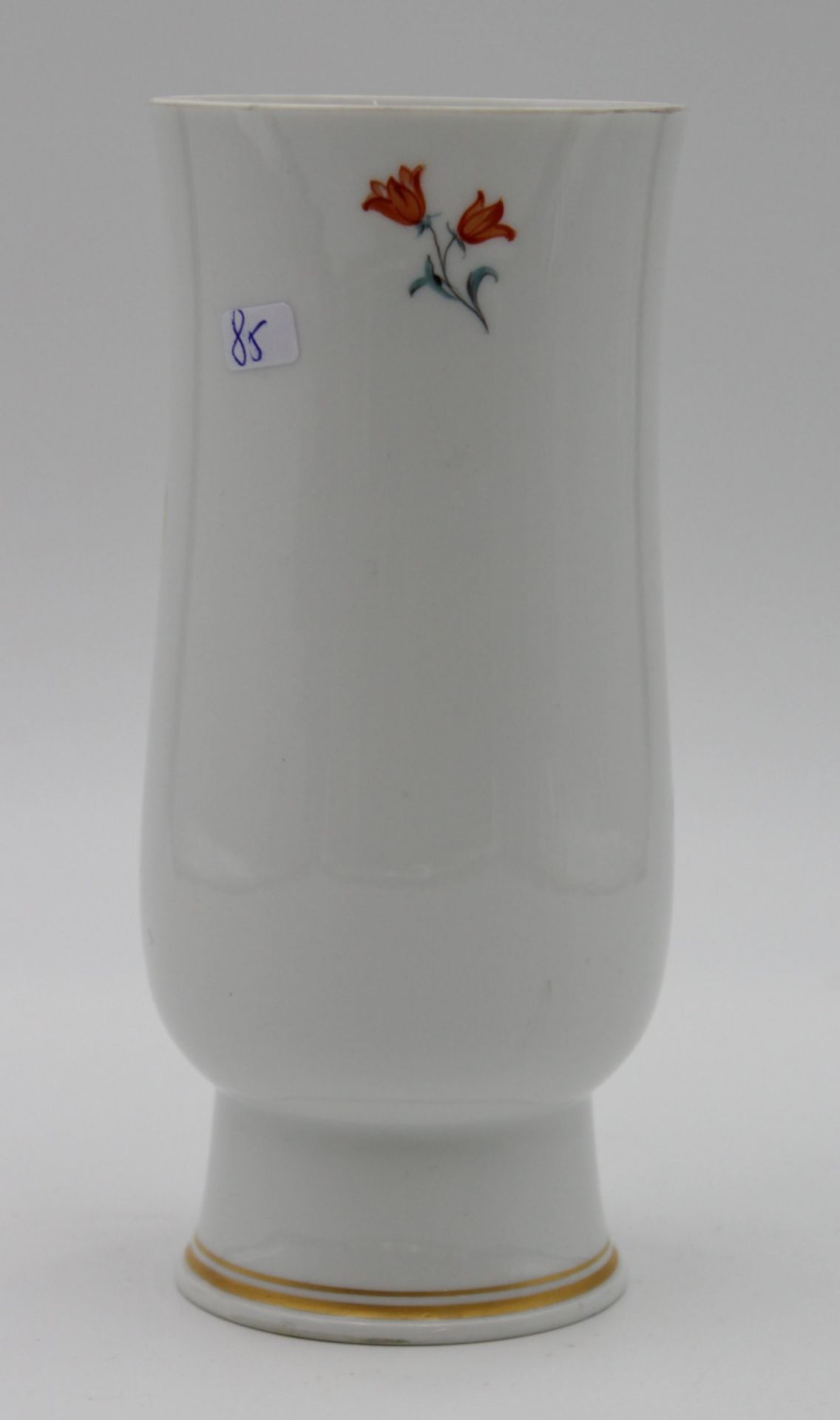 Vase, Meissen, Schwertermarke, um 1920/30, florale Bemalung, Rand beschliffen?, H-17,5cm. - Image 3 of 5