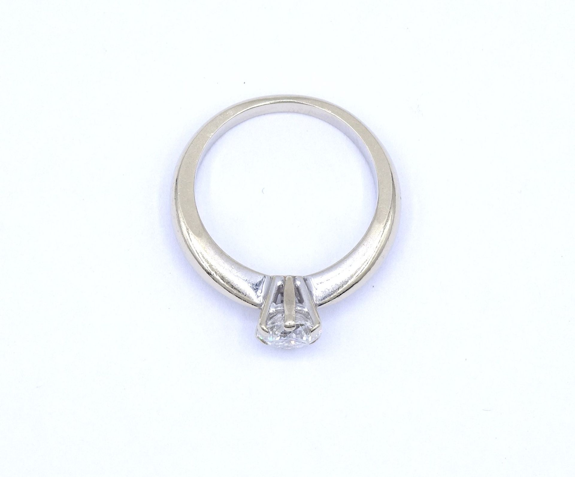 Solitär Brillant Ring, WG 585/000, Brillant 1,0ct., si, i-j, Brillant mit 3 kleinen Abplatzer, 6,1g - Bild 3 aus 7