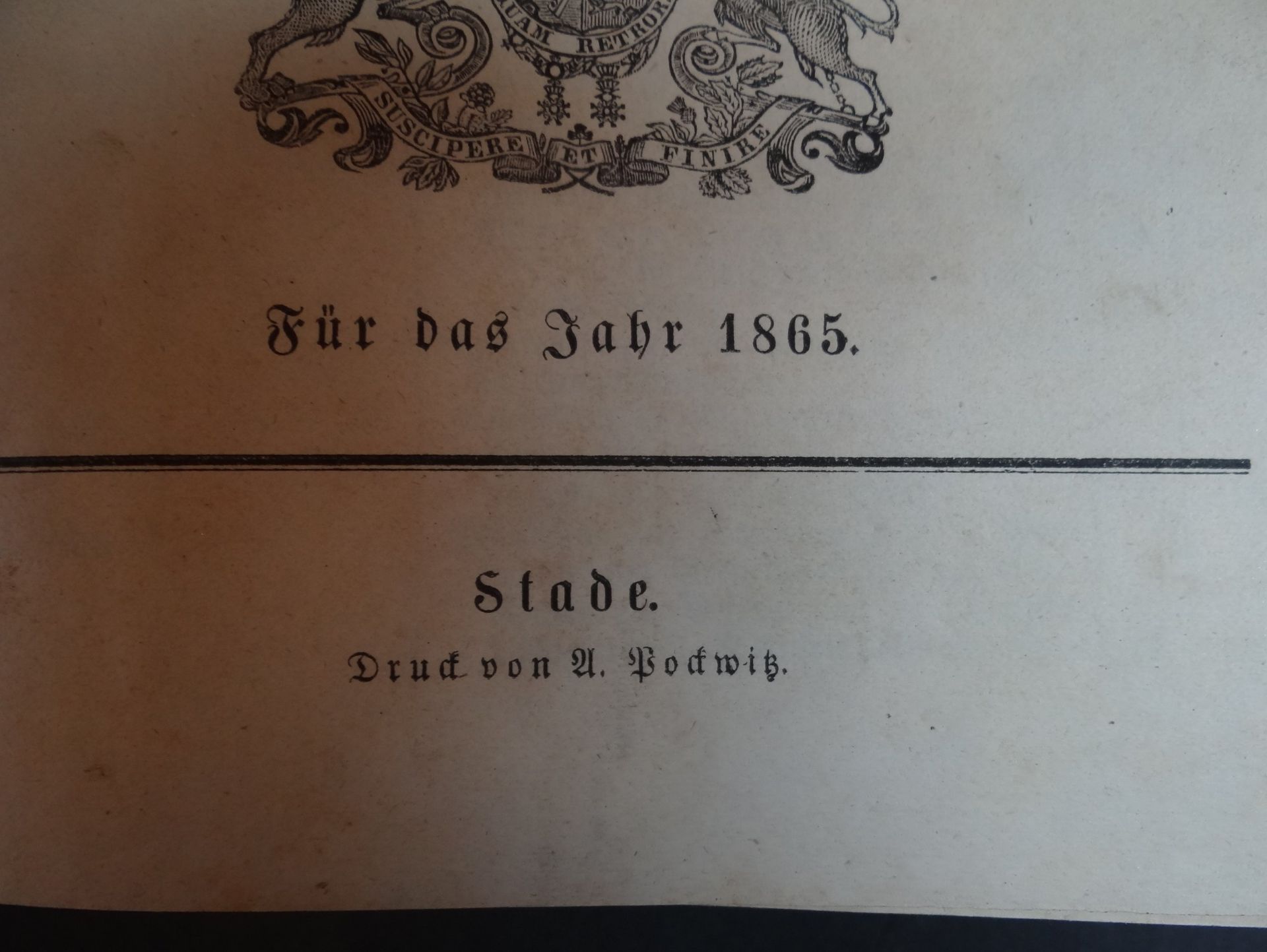 "Anzeigen für die Landdrostei Stade 1865", Pappeinband der Zeit starfke Gebrauchsspuren, 1260 Seite - Image 4 of 9