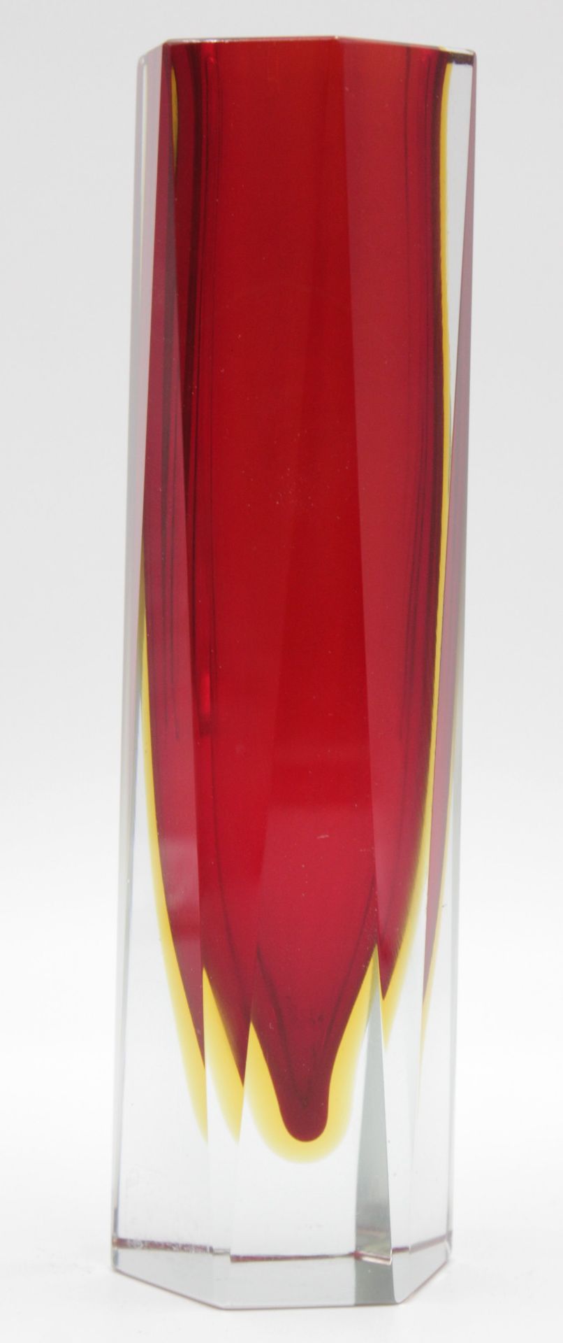 hohe Vase, Murano, wohl Flavio Poli, tricolor, H-25,3cm.