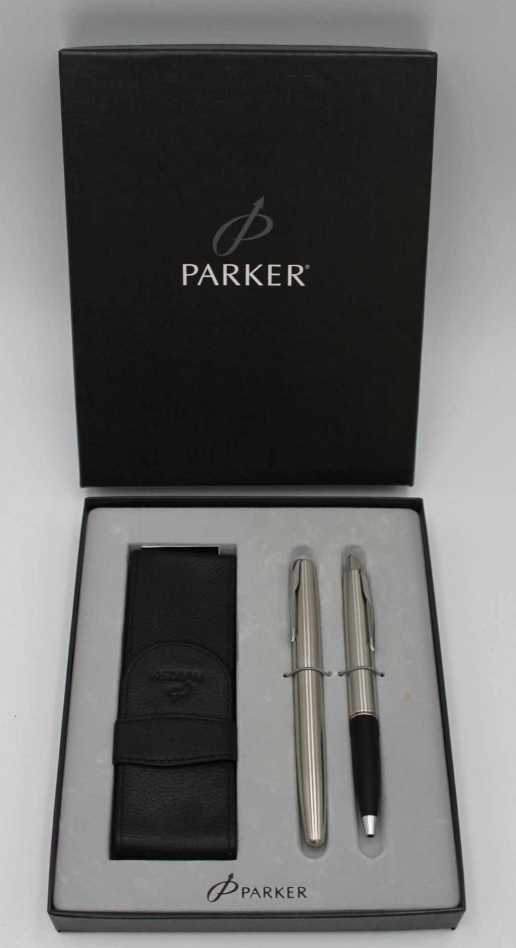 Schreibset, Parker Frontier, in OVP, Füller, Kugelschreiber und Lederetui
