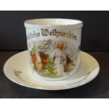 Weihnachtstasse mit U.T., Werbegeschenk Hotel Hagenah, Altenwalde um 1922