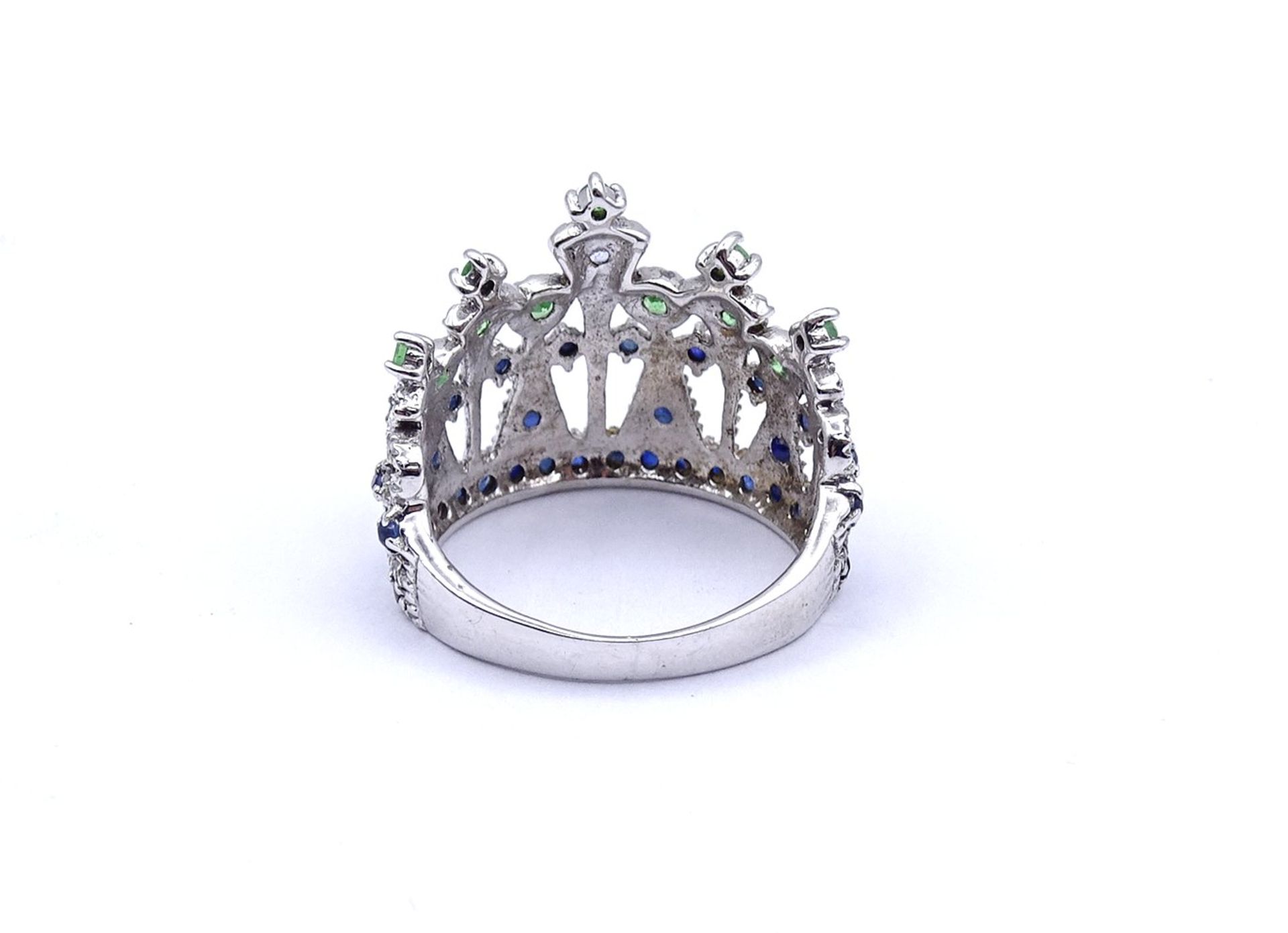 Silberring in Form einer Krone, mit Farbsteinen, 4,8g., RG 58 - Image 4 of 4