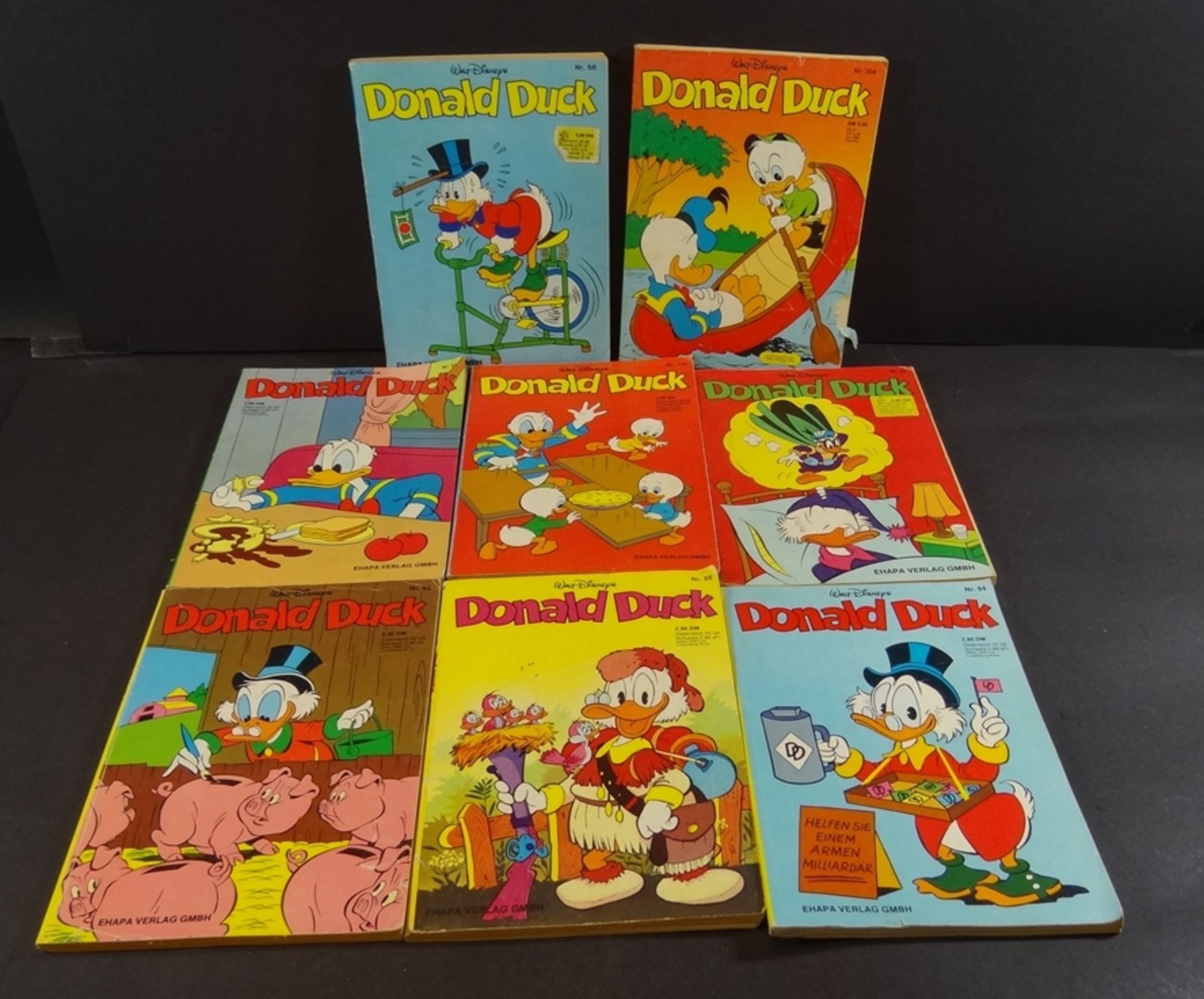 8x Donald Duck Comichefte, wohl 70/80-er Jahre