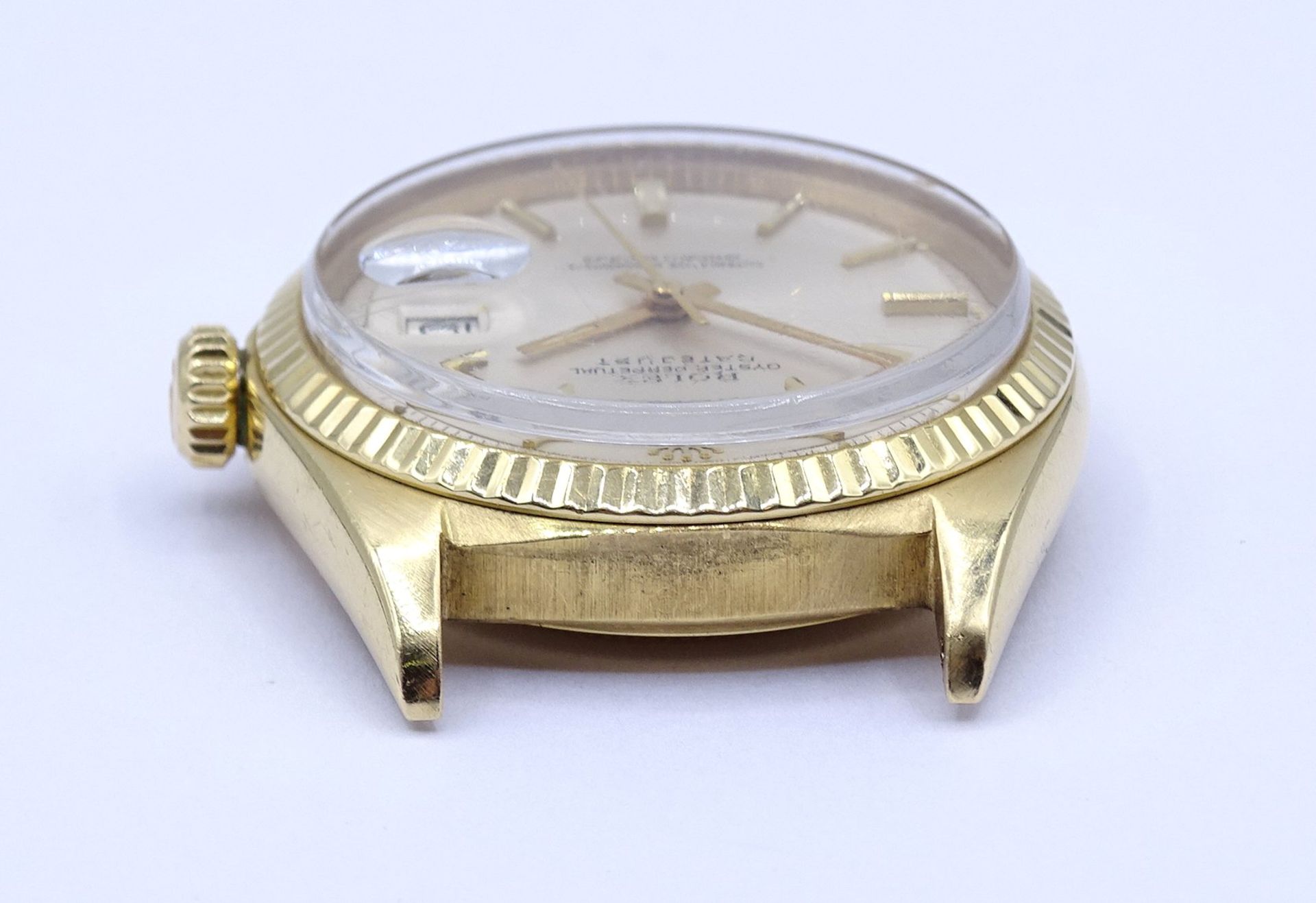 Herren Armbanduhr "Rolex", Mod. Datejust, Oyster Perpetual, Ref. 1601, Automatikwerk, Gelbgold 18K, - Bild 8 aus 9