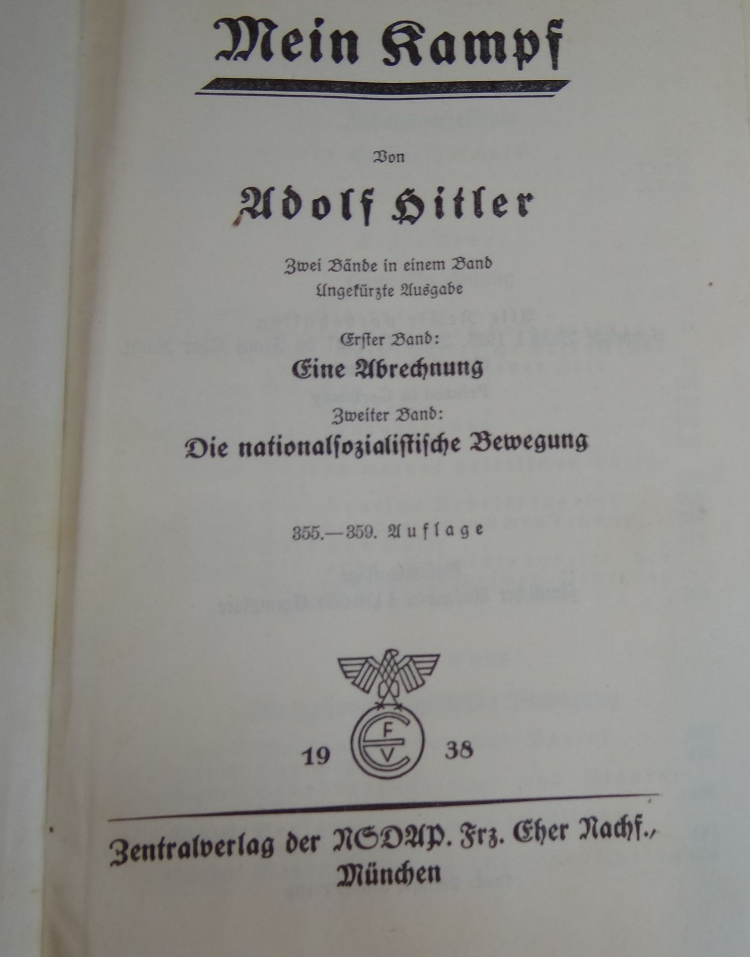 "Mein Kampf" 1938, blaue Ausgabe, sehr gut erhalten - Bild 3 aus 5