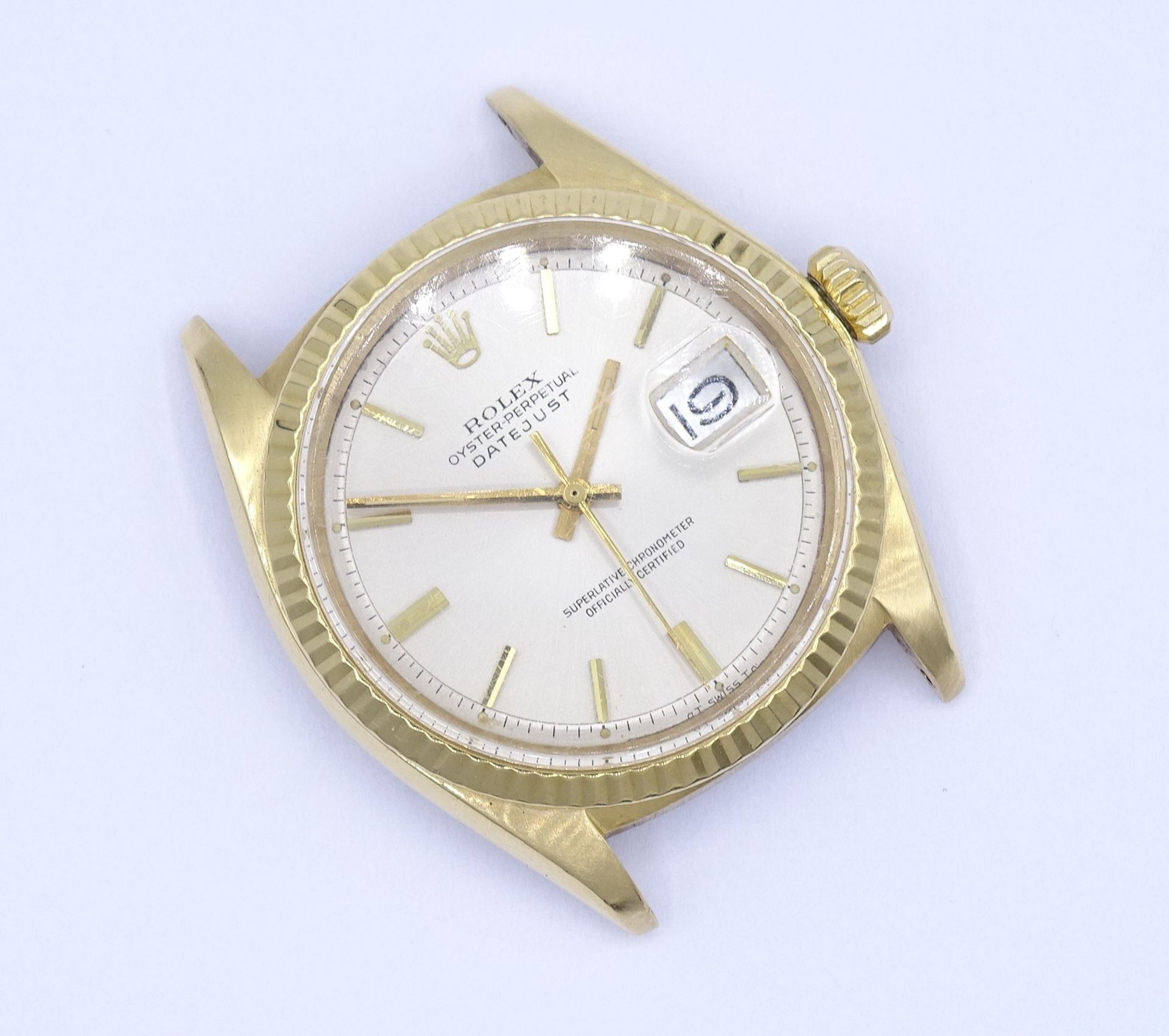 Herren Armbanduhr "Rolex", Mod. Datejust, Oyster Perpetual, Ref. 1601, Automatikwerk, Gelbgold 18K, - Bild 4 aus 9