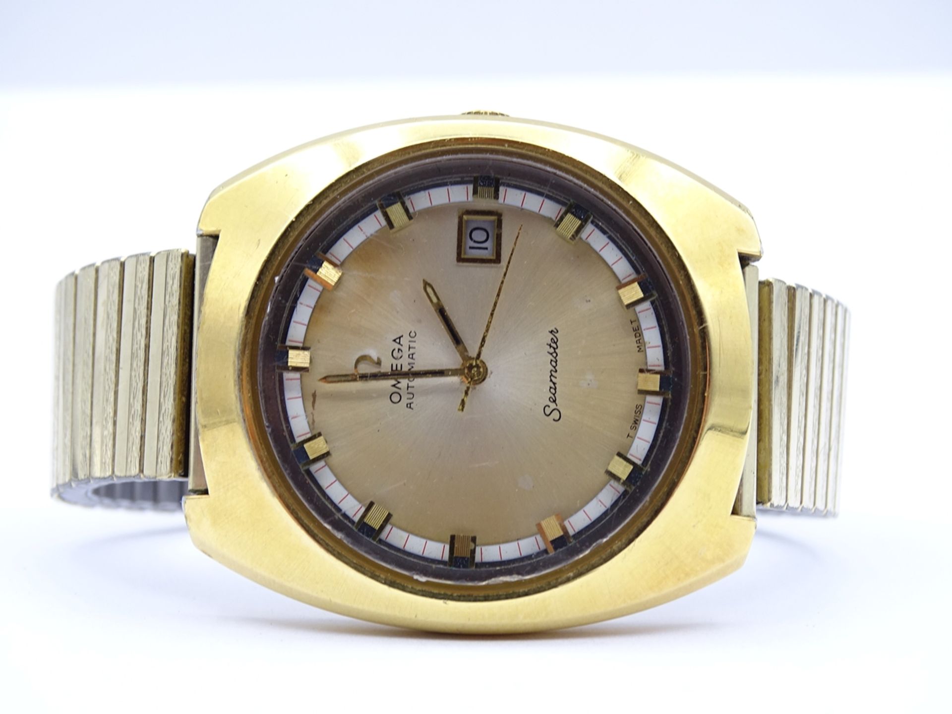 Herren Armbanduhr "Omega", Seamaster, Cal. 1002, Automatikwerk, Werk läuft, Gehäuse 3,9x4,2cm, Trag - Image 4 of 9