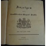 "Anzeigen für die Landdrostei Stade 1865", Pappeinband der Zeit starfke Gebrauchsspuren, 1260 Seite