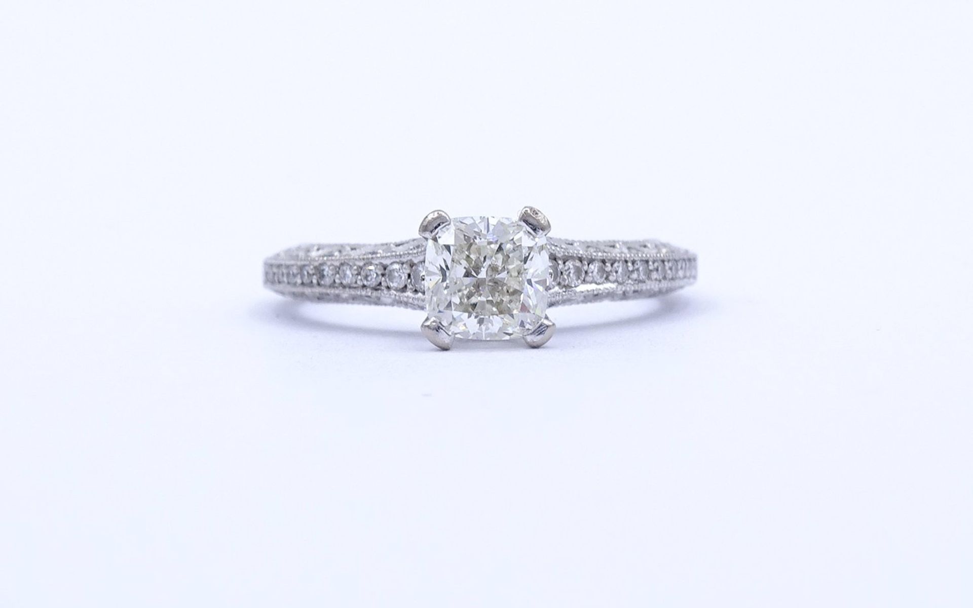 Princess Cut Ring - Verlobungsring , Princess 1,0ct., und 47 kl. Diamanten si, G-H, WG 18K "Tacori"