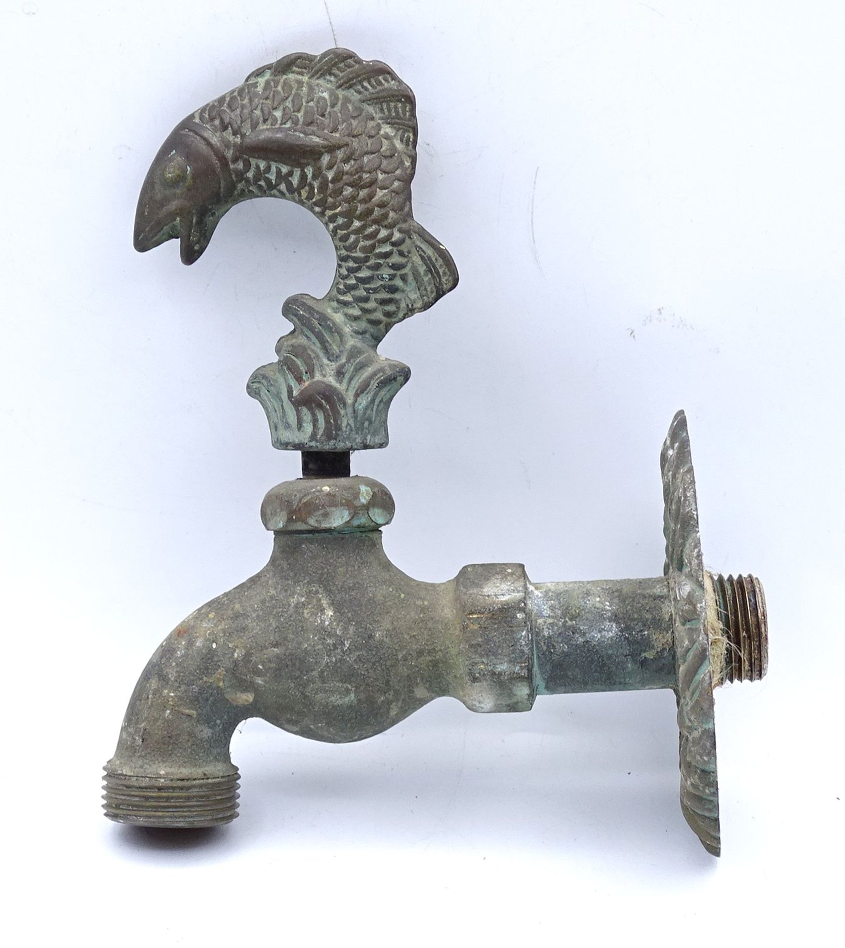 2x Bronze/Messing Wasserhähne, 20.Jhd., L-ca. 12 cm, 1x 15, 1x13 cm - Image 5 of 6