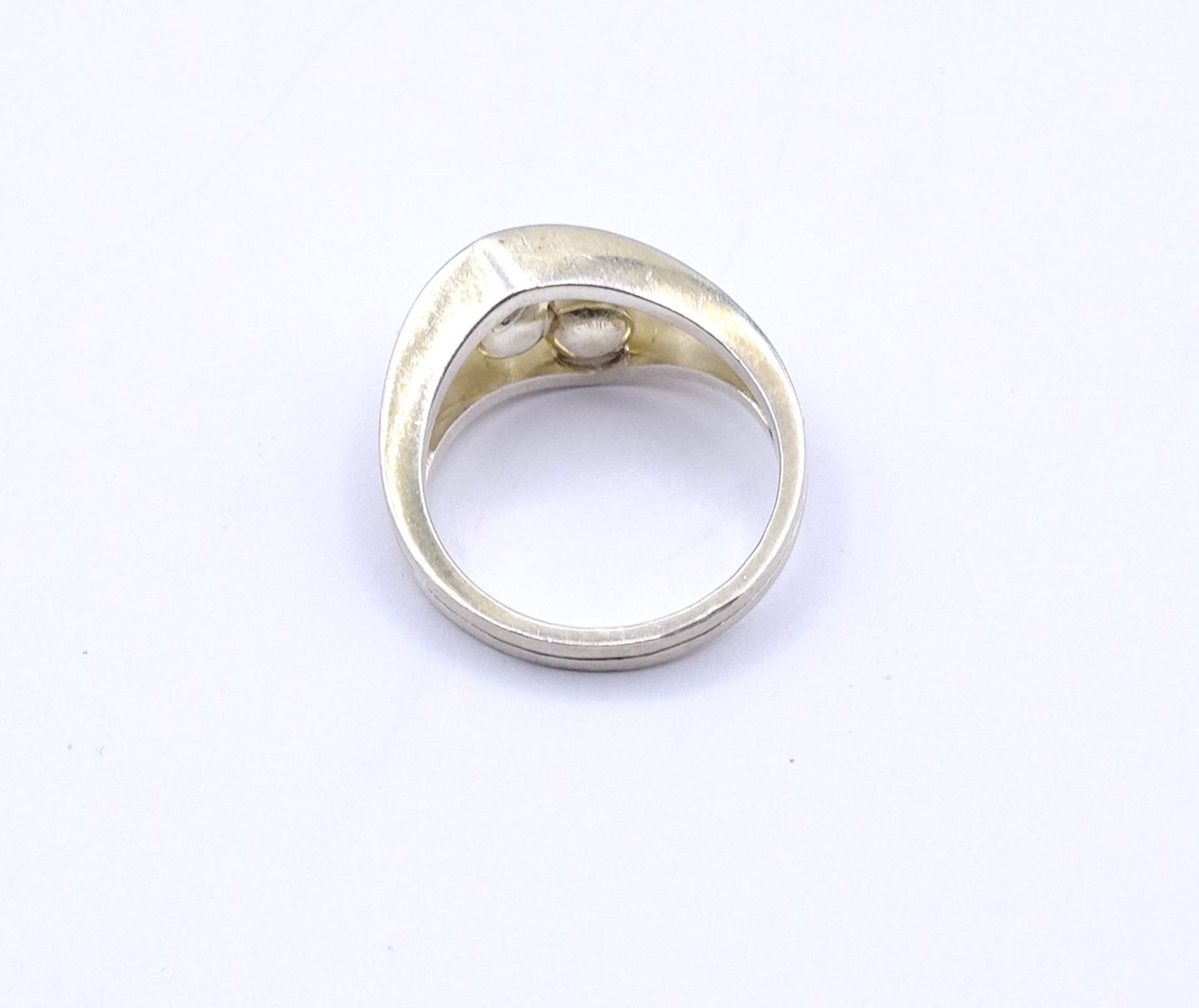Ring mit zwei Perlen, Silber - gepr., ungestempelt, 5,5g., RG 57 - Bild 4 aus 4