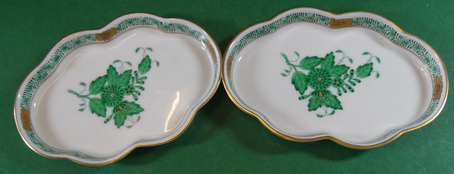 2 ovale Schalen "Herend" Apponyi grün, 13x9 cm - Bild 2 aus 4