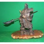 Holzfigur eines chines. Soldaten, extra Holzsockel anbei, H-23 cm,