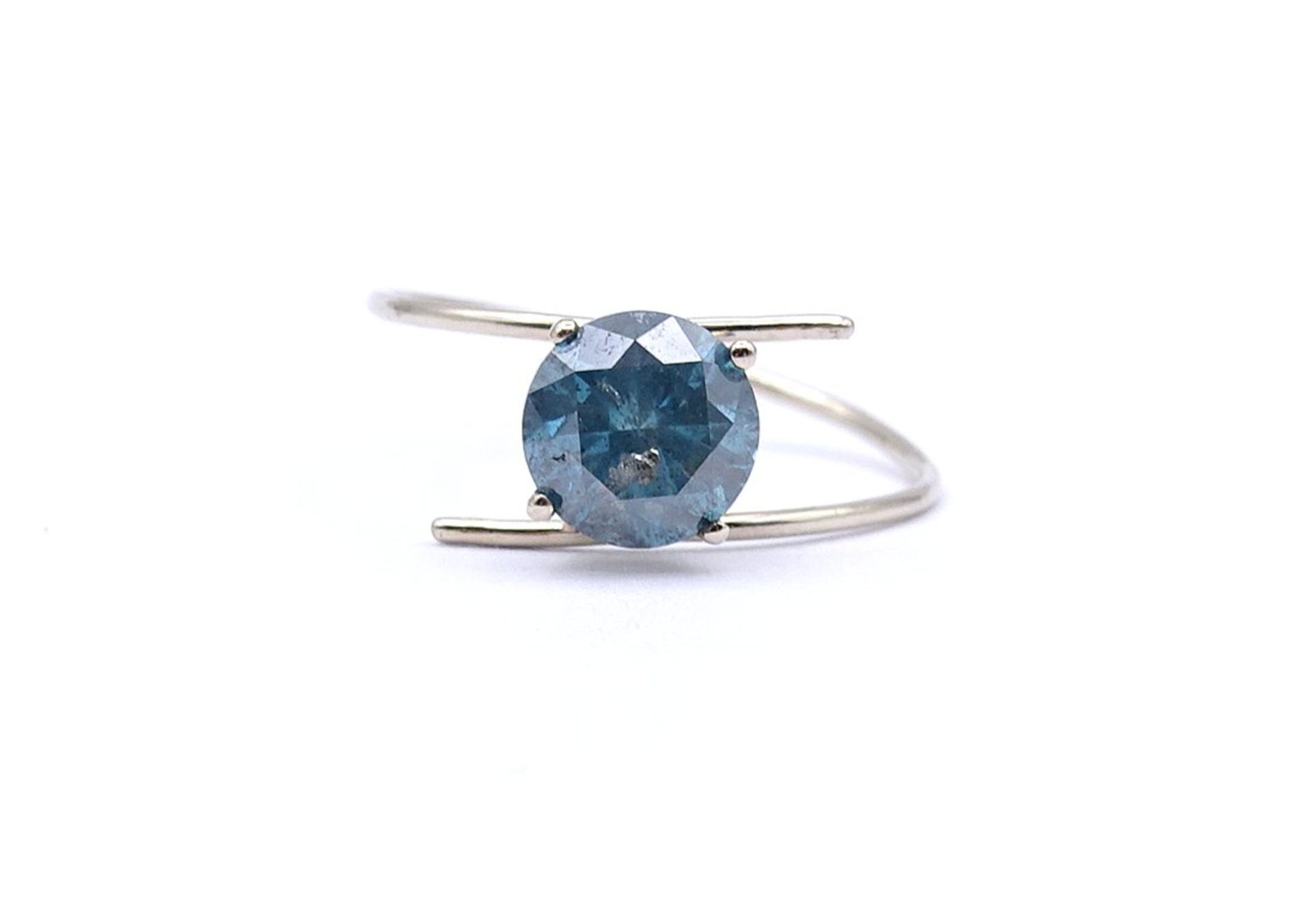 Goldring mit einem blauen Diamant 1,0ct., Gold 14K, ungestempelt- geprüft, 0,84g., RG 49