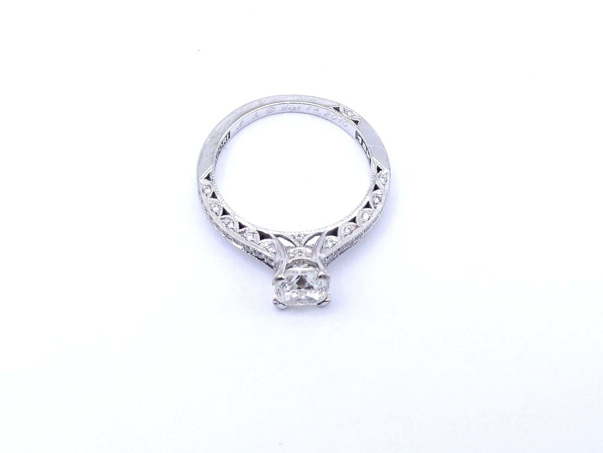Princess Cut Ring - Verlobungsring , Princess 1,0ct., und 47 kl. Diamanten si, G-H, WG 18K "Tacori" - Bild 10 aus 20