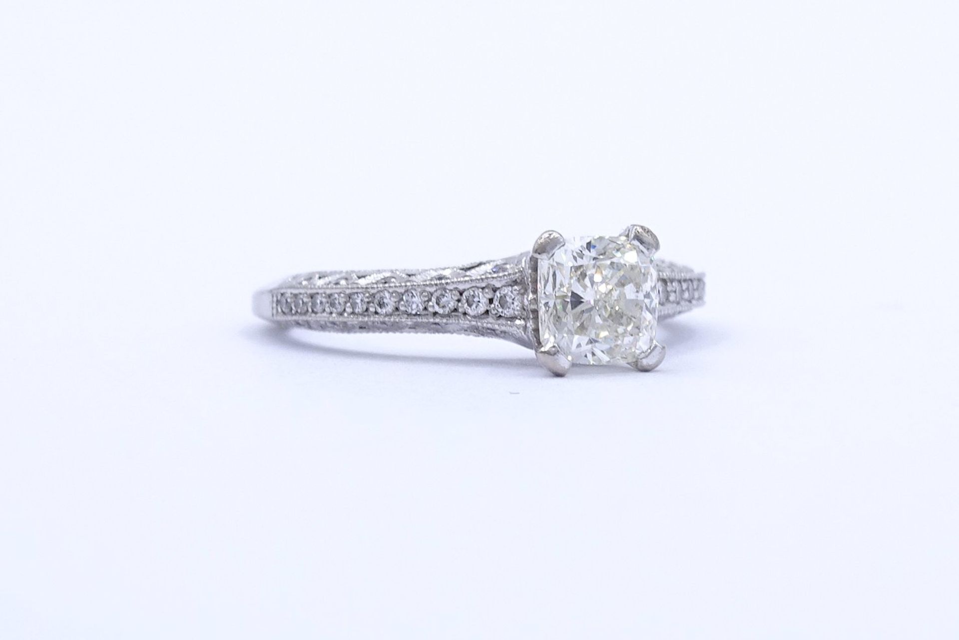 Princess Cut Ring - Verlobungsring , Princess 1,0ct., und 47 kl. Diamanten si, G-H, WG 18K "Tacori" - Bild 9 aus 20