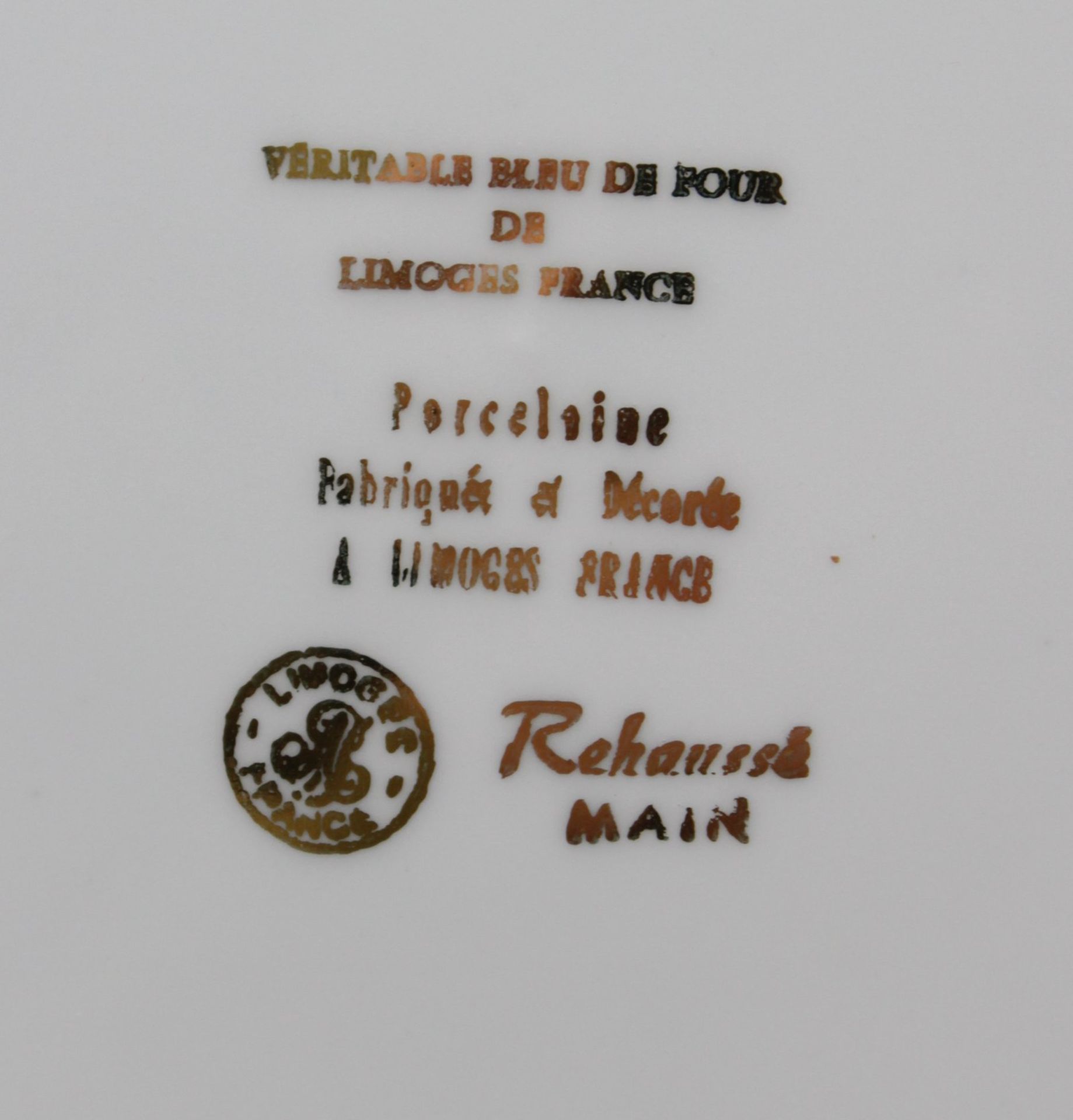 Zierteller, Limoges, florale Bemalung, Gold und Kobaltdekor, D-24,6cm - Bild 4 aus 4
