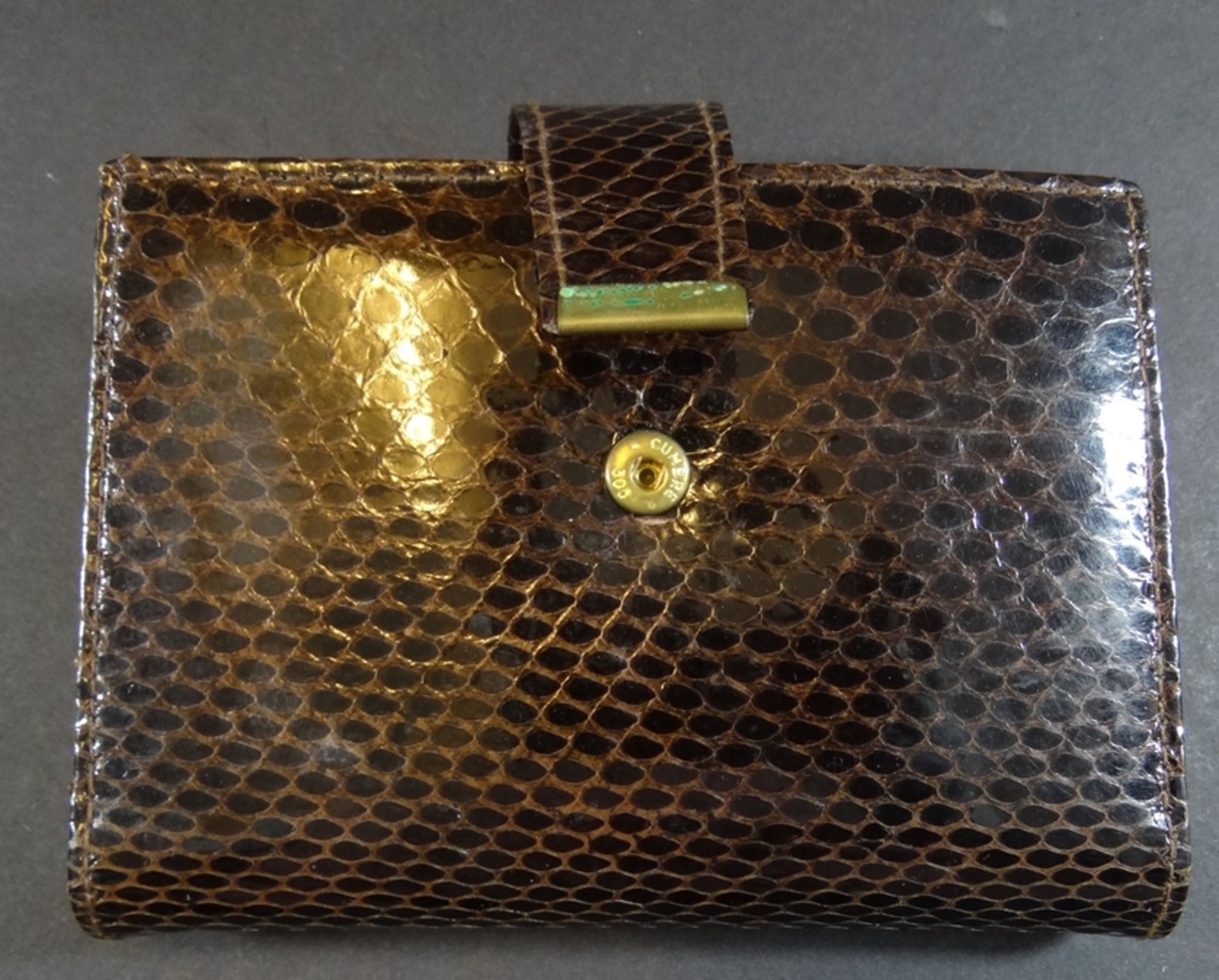 kl. Brieftasche, Reptilienleder, 13x10 cm