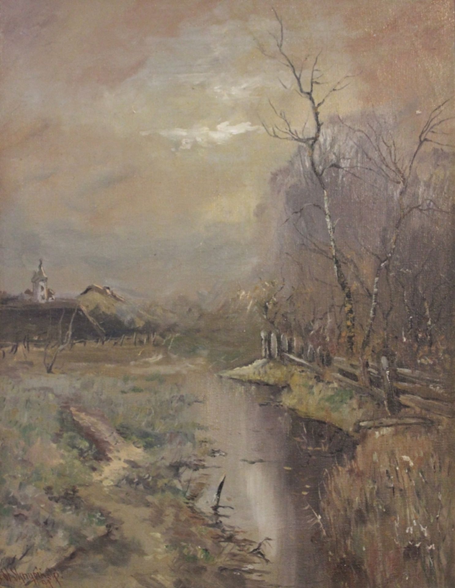 Stanislaw Skrypinski, Polen, dat. 1991, Landschaft, Öl/Leinwand, gerahmt, RG 56,5 x 45,5cm.