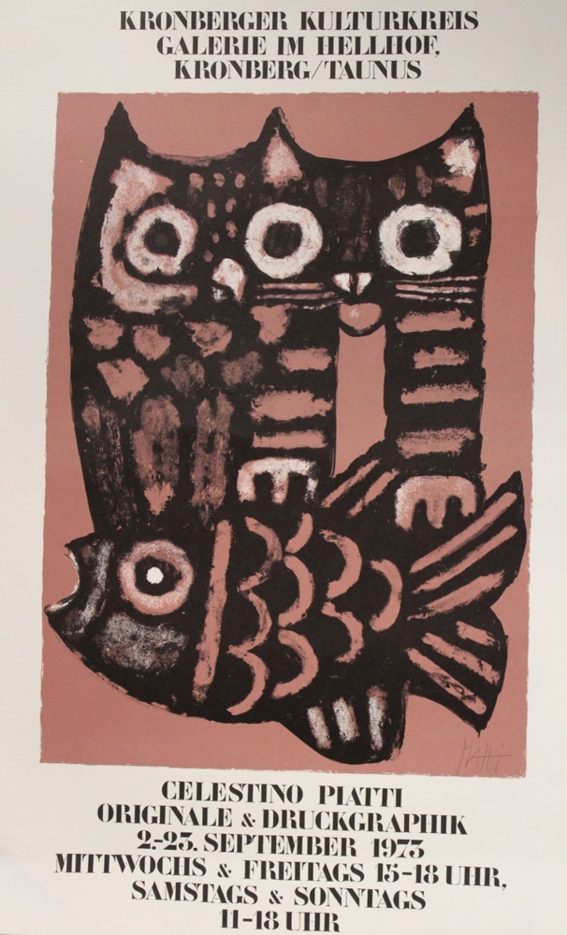 Celestino PIATTI (1922-2007), Ausstellungsplakat von 1973, handsigniert, Blatt u.l. geknickt, BG 67 - Image 2 of 3