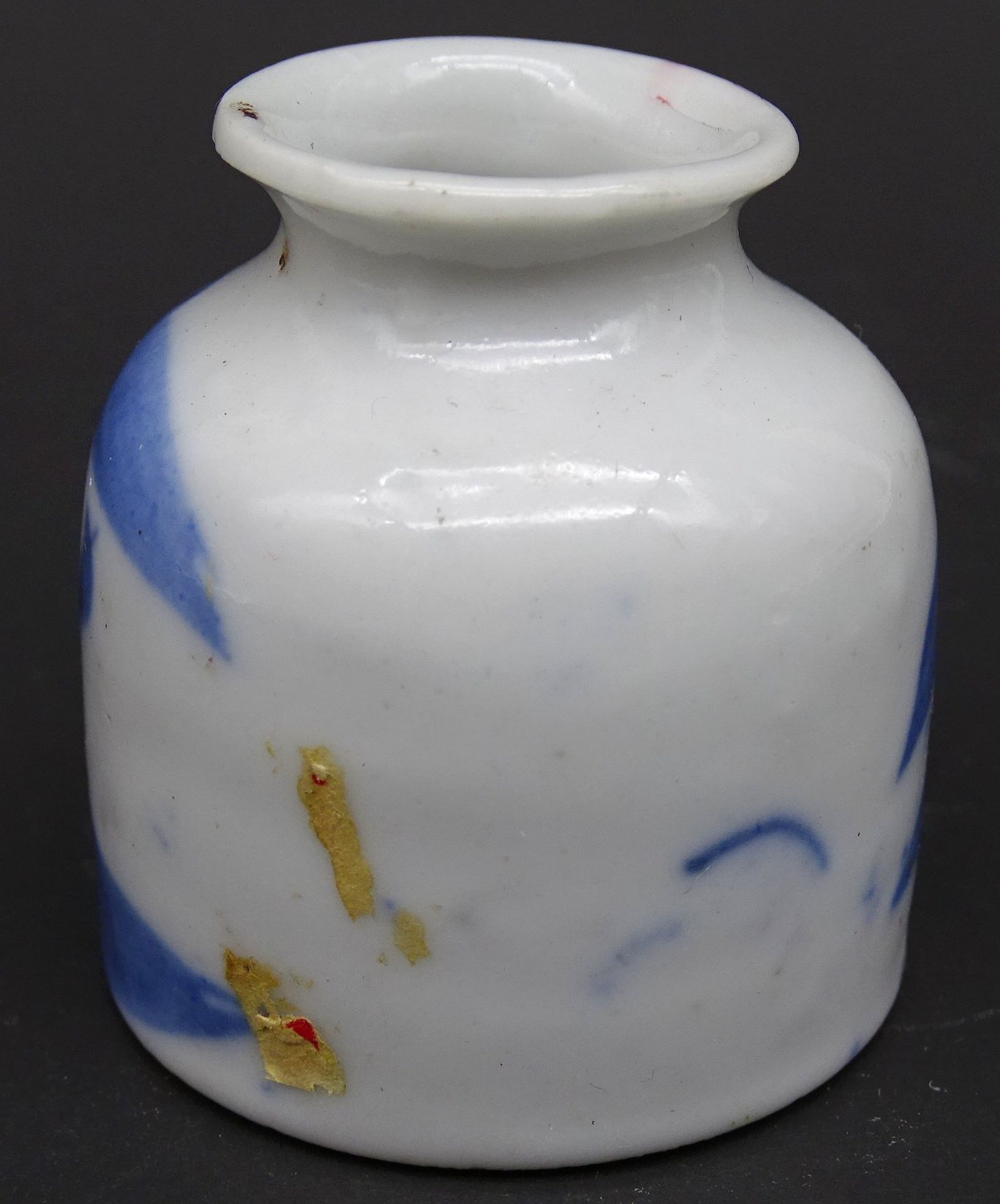 kleine Vase/Tintenfass aus Porzellan Blau Weiß H . 4,8 cm Ø 4,5 cm - Bild 2 aus 4