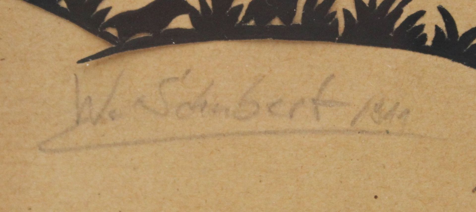 W.Schubert 1911, Fatale Situation betitelter Scherenschnitt, ger./Glas, RG 22,5 x 27,5cm., - Image 2 of 4