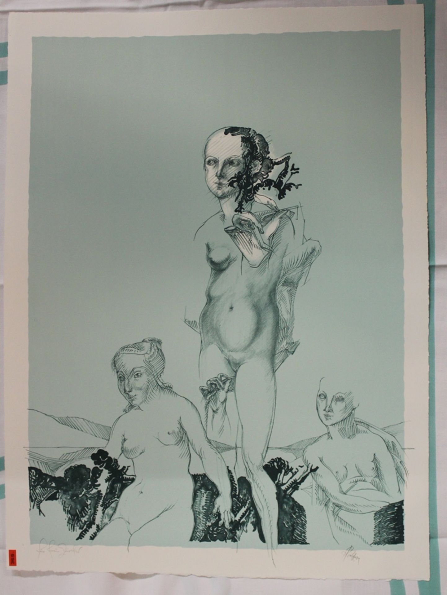 wohl Heinrich Richter (1920-2007), Lithographie, ungerahmt, BG 75 x 56cm, Für Frau Zürcher - Image 2 of 3