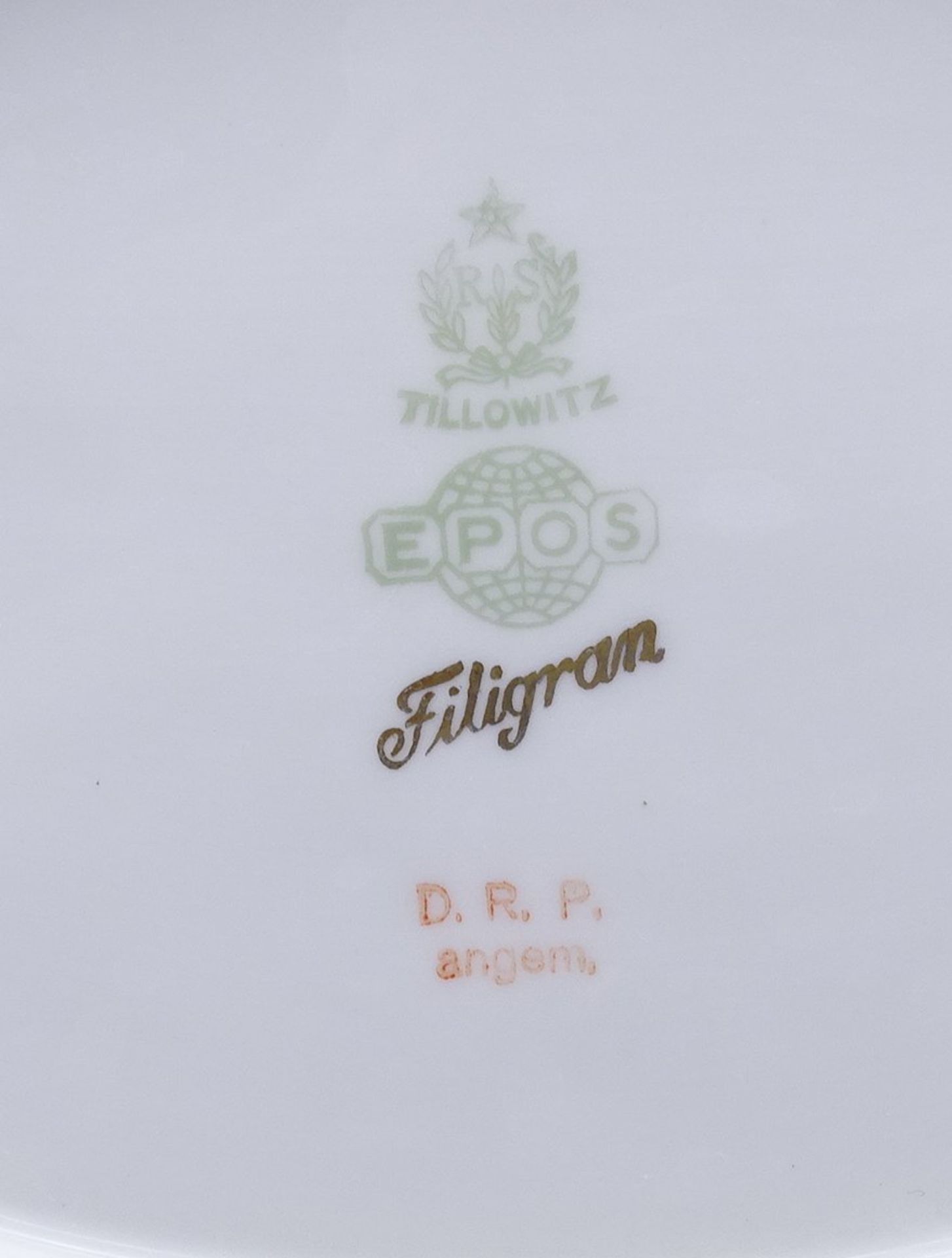 Prunkschale aus der Porzellanmanufaktur Tillowitz  Epos Modell Filigran , vergoldet , tlw. abgerieb - Bild 6 aus 6