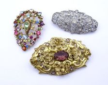 3x Strass Broschen, Modeschmuck