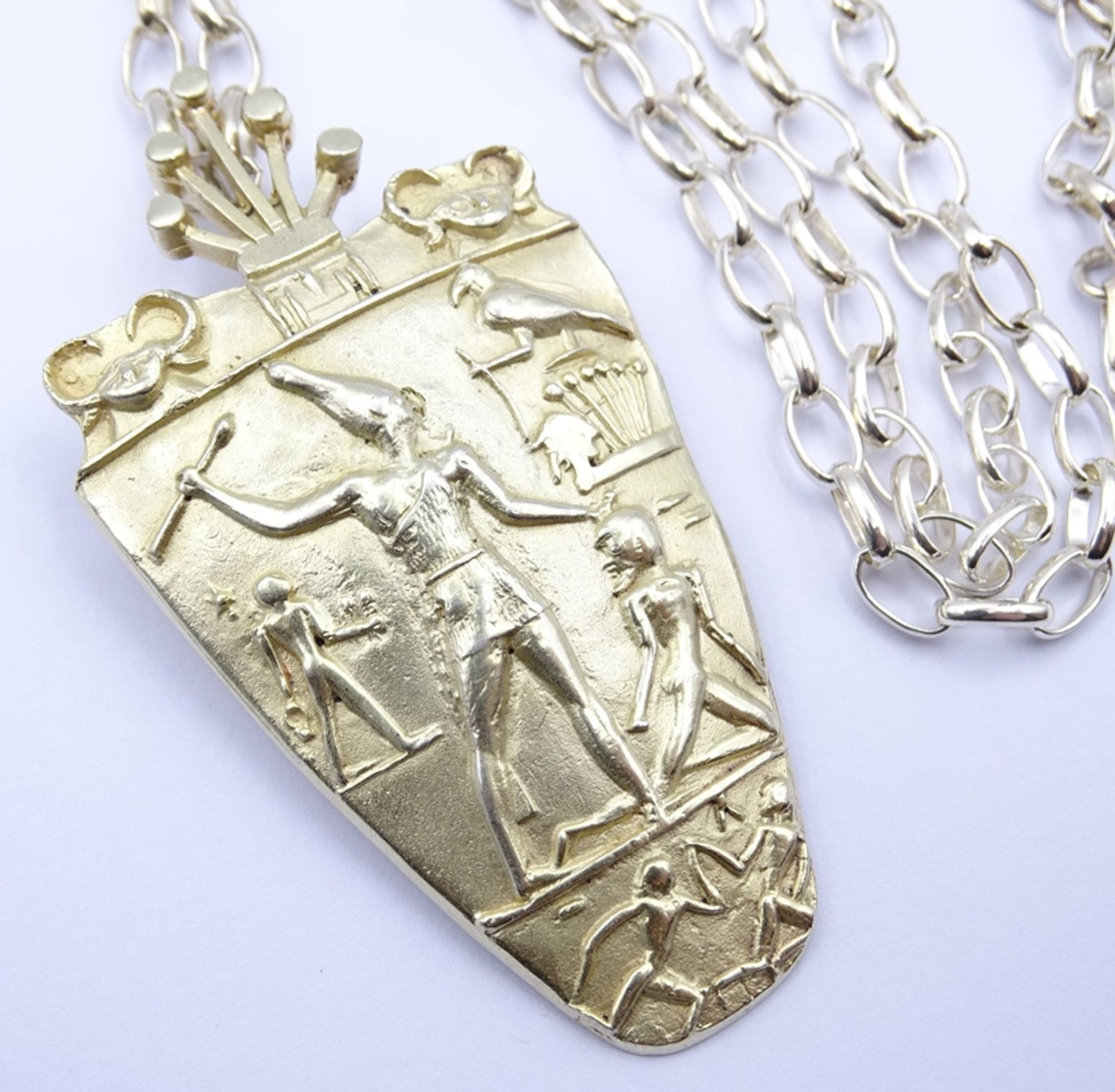 935er Silber Anhänger mit Halskette, Kette Silber 925/000, zus. 27g., Kette l. 50cm, Anhänger L. 6, - Bild 2 aus 3