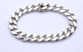 Panzer Armband, Silber 835/000, L. 18,5cm, B. 10,5mm, 47g.