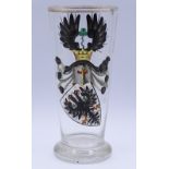 Wappen Glas, Otto Freiherr von Ompteda 1893, Glasrand bestossen, H. 15,5cm