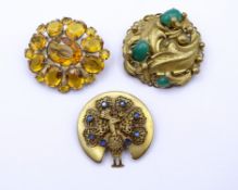 3x Strass Broschen, Modeschmuck