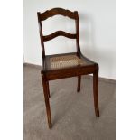 5 Stühle, Jahrhundertwende, Holz, Wiener Geflecht, H 92,5cm, T 41cm, B 45,5cm, Sitzhöhe 49cm
