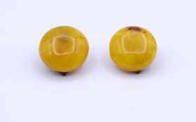 Runde Bernstein Ohrclips, D. 1,8cm, zus.4,5g.