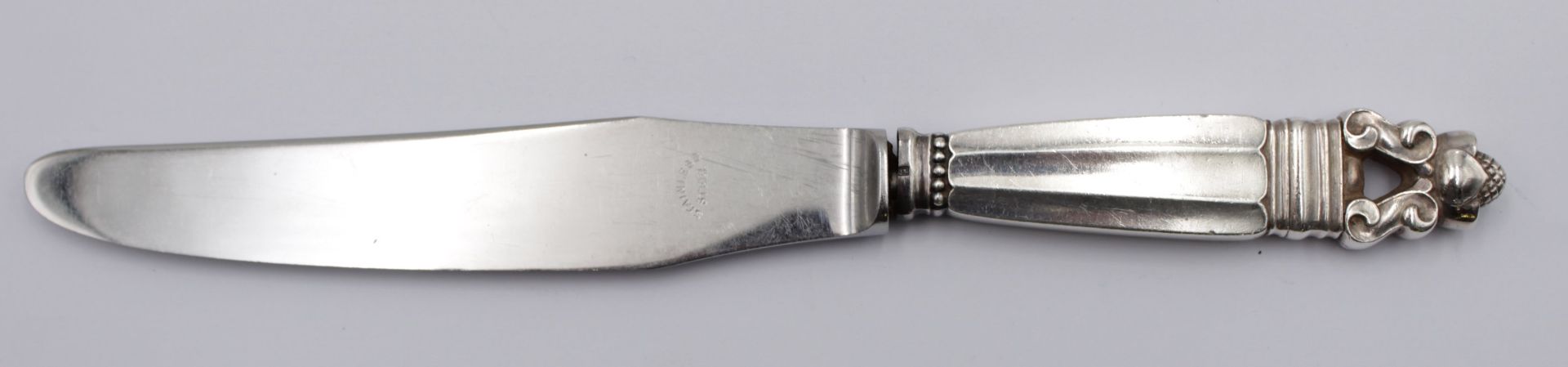 Butter-Messer, Georg Jensen, ACORN, Sterling-Griff, Gebrauchsspuren, L-17cm.