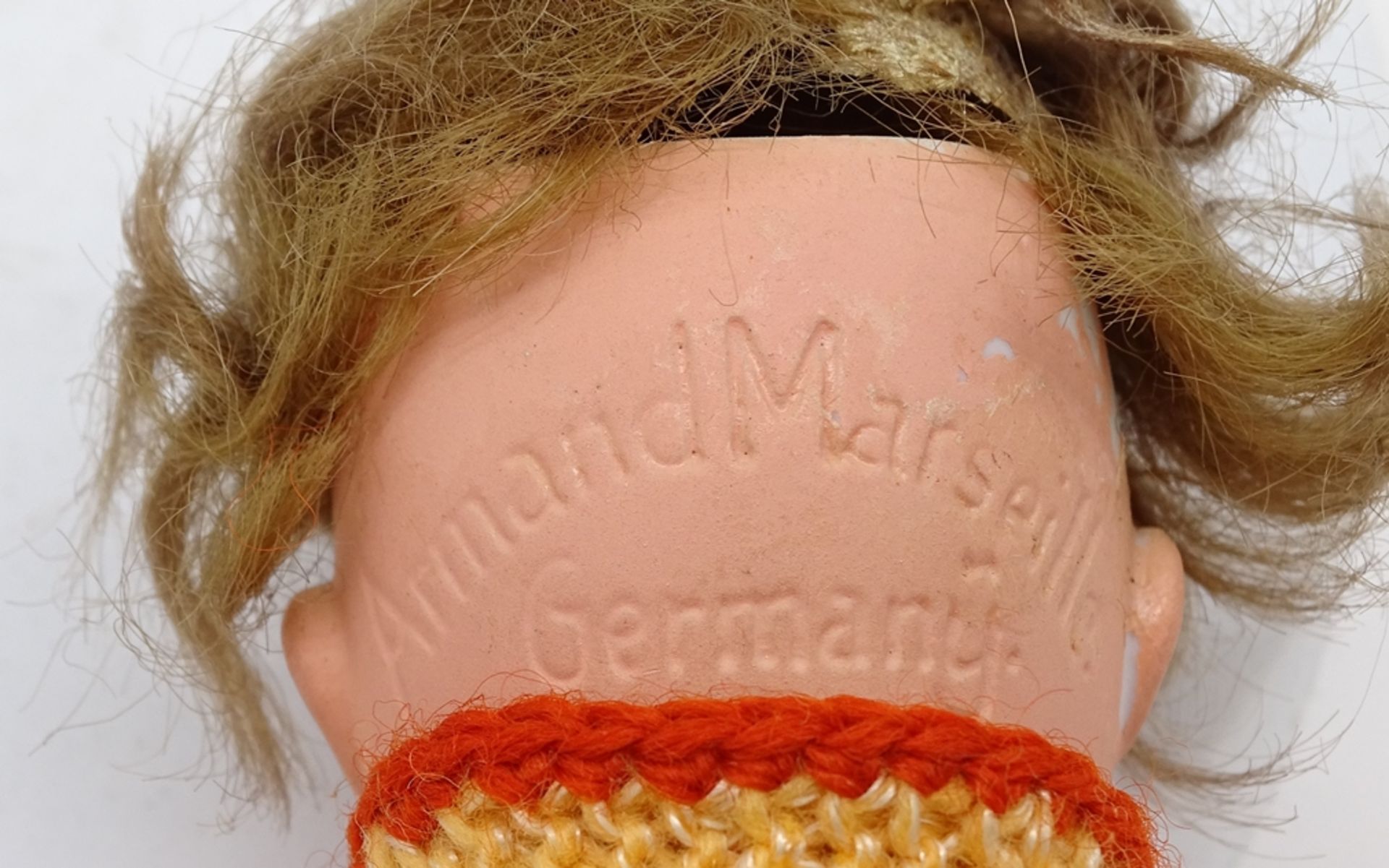 kleine Porzellanpuppe mit Wackelaugen , von " Armand Marseille " Germany 996  A. 10 / 0. M , Haare  - Bild 4 aus 5