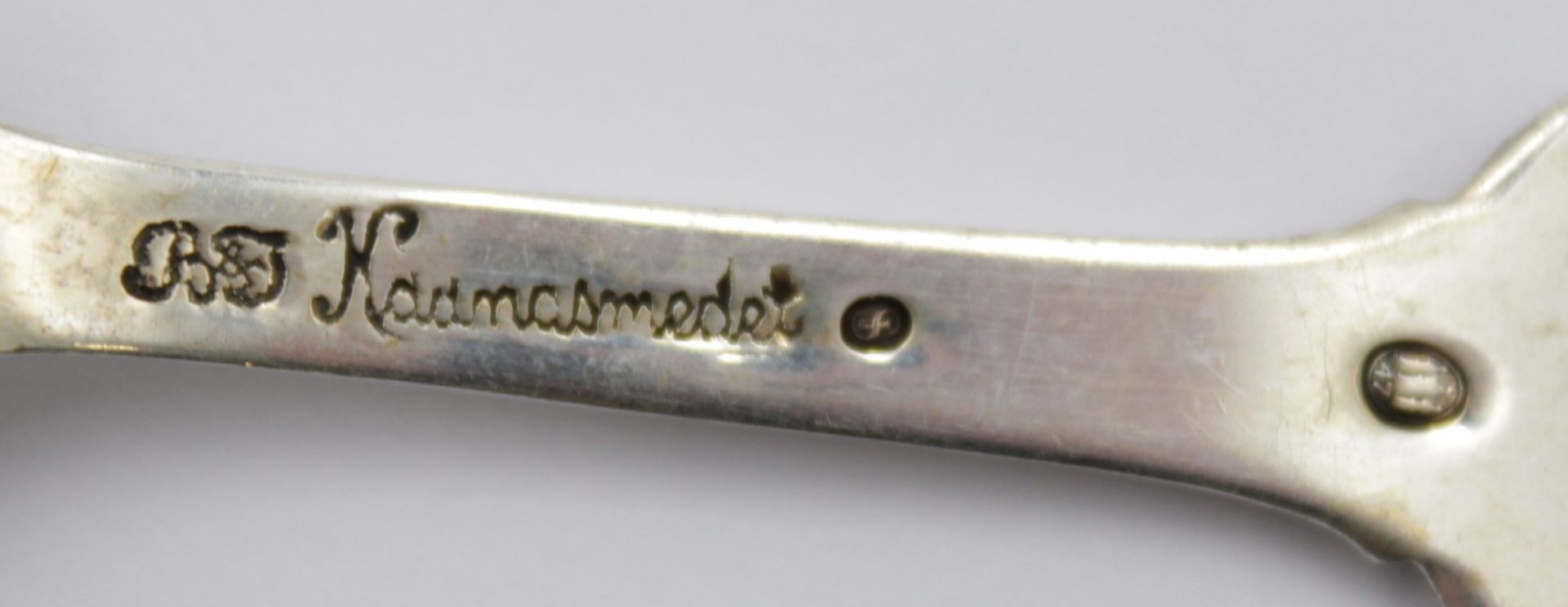 Zuckerläffel, 830er Silber, Dänemark 1947, ca. 12,9gr., L-11,1cm. - Image 4 of 4