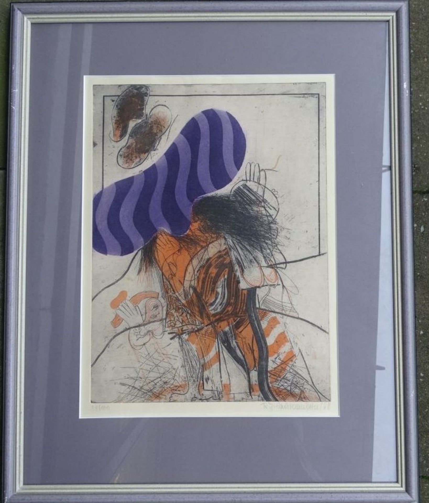 Renate SAUTERMEISTER (1937-2012), Farbradierung, Nr. 58/100, ger/Glas, RG 65x50 cm - Image 2 of 5
