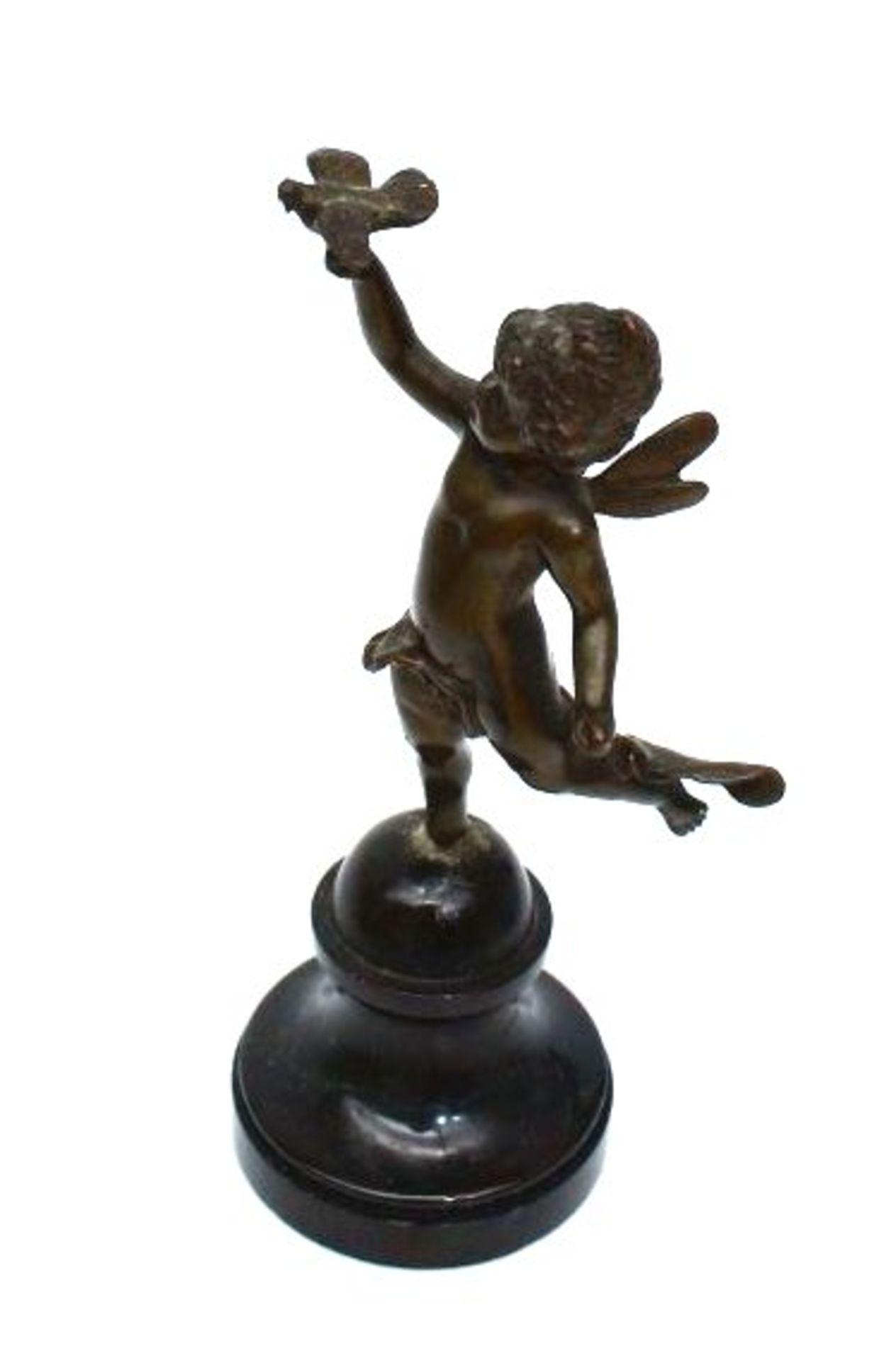 kl. Amourette, wohl Bronze auf Holzsockel, H-12 cm