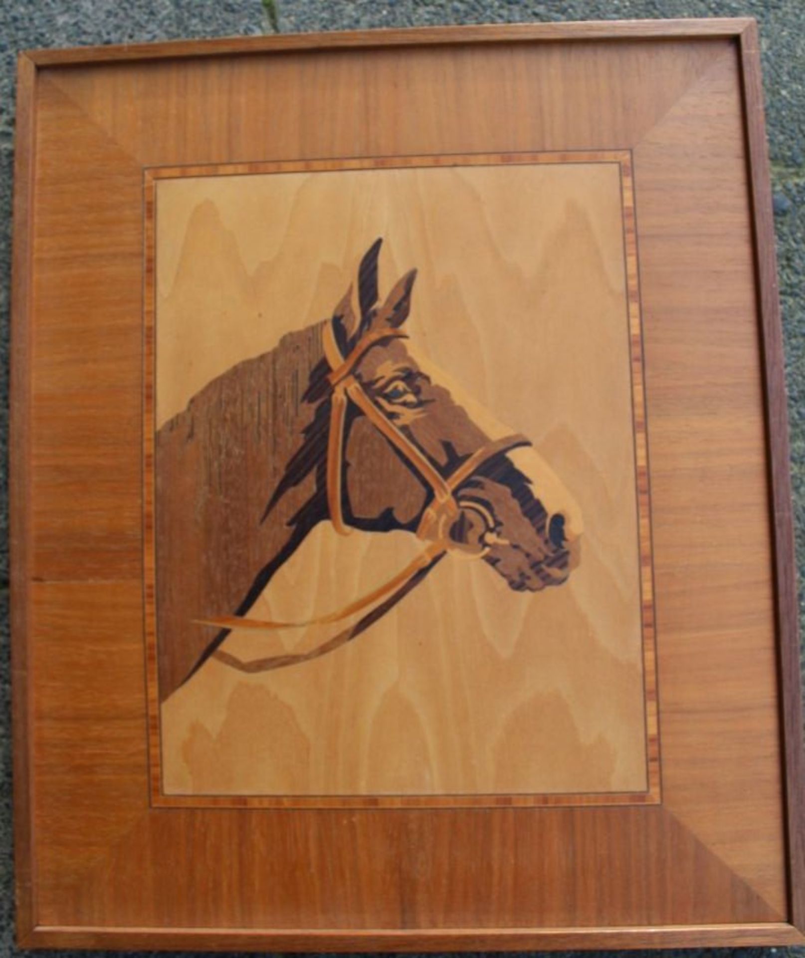 Holz-Intarsienbild "Pferdekopf" 39x32 cm