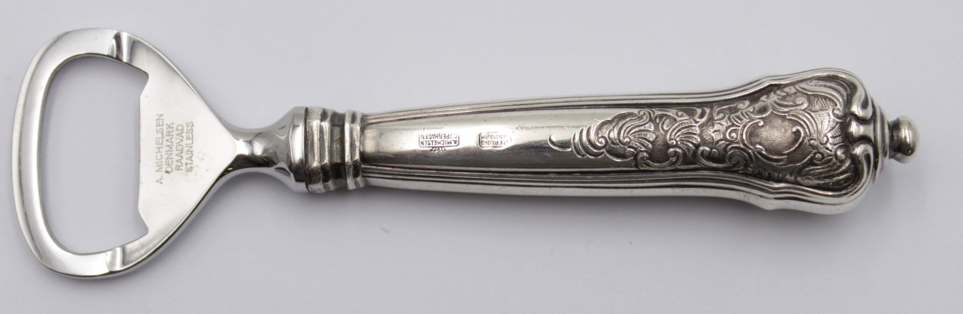 Flaschenöffner, A. Michelsen, Rosenborg, Silbergriff, L-13,2cm. - Image 3 of 4