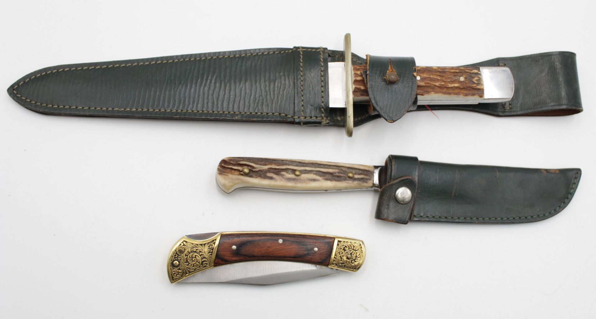 3x div. Messer, 1x gemarkt "Jul Herbertz", Größte ca. L-32,5cm.