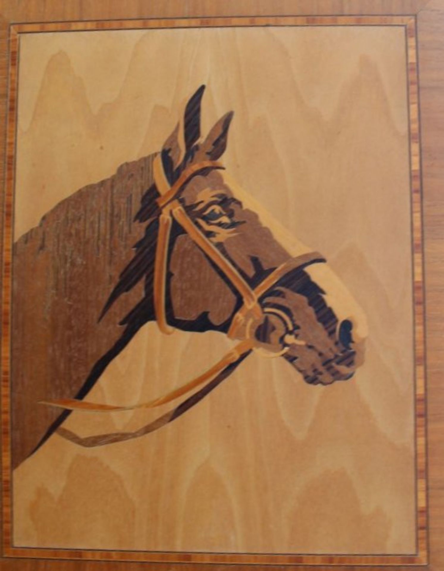 Holz-Intarsienbild "Pferdekopf" 39x32 cm - Image 2 of 3