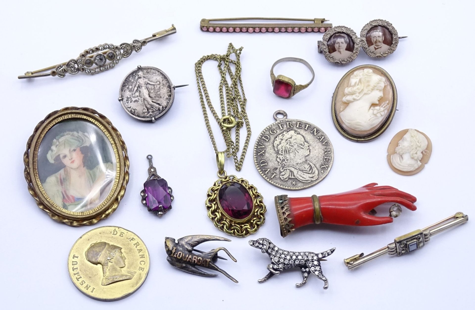 Konvolut Jugendstil Schmuck, Alters- und Gebrauchsspuren