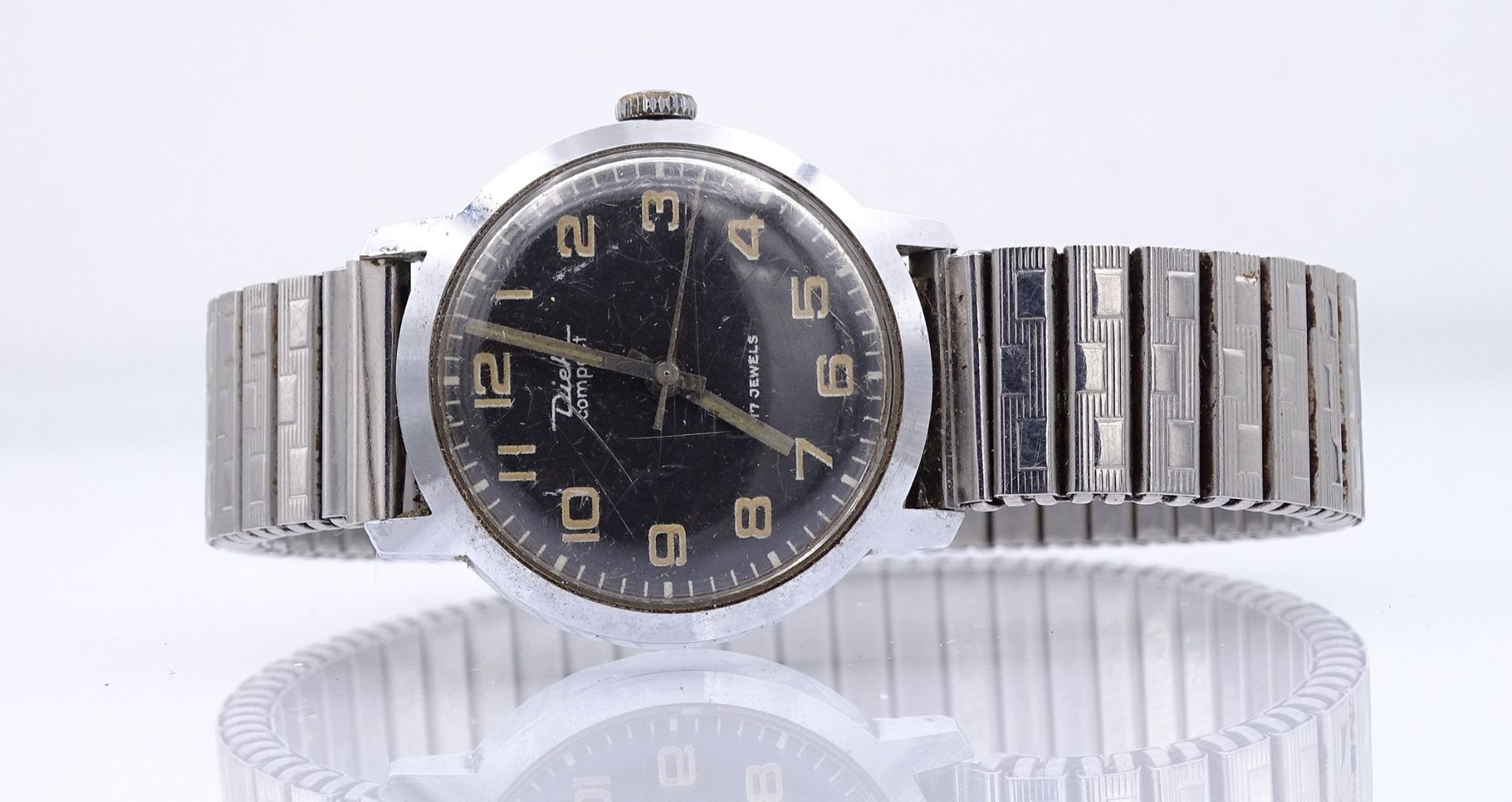 Herren Armbanduhr "Diehl" Compact, Werk steht, mechanisch, D. 31mm, Alters- und Gebrauchsspuren